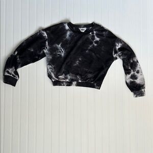 For The Republic Black & White Tie-Dye Cropped Sweatshirt
